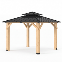 10' x 10' Cedar Wood Hardtop Gazebo
