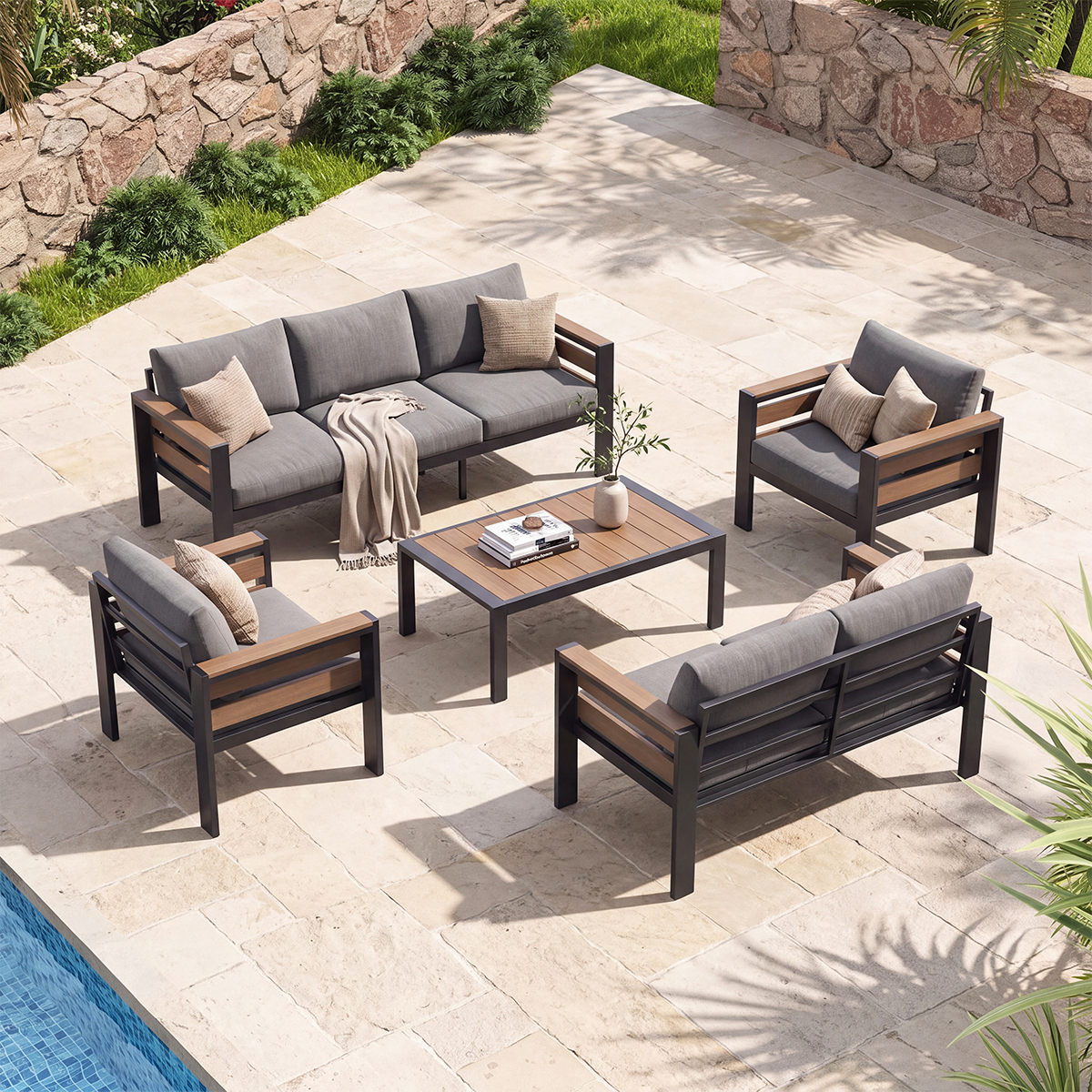 5-Piece Aluminum Outdoor Lounge Set